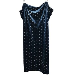 H&M Black Rhinestone Velvet Dress M Conscious Choice Sparkly NWT